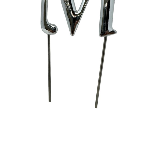 Silver 3” Cake Topper Decoration | Monogram Letter M | Metal - Picture 3 of 4